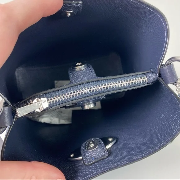 COACH Mini Town Bucket Crossbody Bag Floral Bow Print Blue Handbag New - Picture 7 of 11